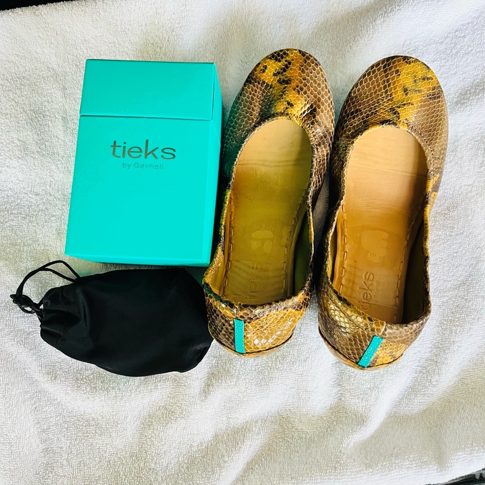 Mocha Snake Tieks. Size 9. Excellent condition.